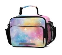 Mnsruu Rainbow Gradient Shiny Glitter Pattern Lunch Bags Large Insulated Lunch Box for Kids Boys Girls Reusable Cooler Bag Tote Bag School Lunchbox with Shoulder Strap