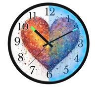 Mnsruu Rainbow Heart Doodle Wall Clock Luminous Bedroom Clocks Battery Operated Silent Glow in the Dark Clock for Living Room Kitchen 12 Inch