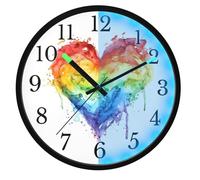 Mnsruu Rainbow Heart Lovely Wall Clock Luminous Bedroom Clocks Battery Operated Silent Glow in the Dark Clock for Living Room Kitchen 12 Inch
