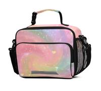 Mnsruu Rainbow Swirl Love Shiny Glitter Pattern Lunch Bags Large Insulated Lunch Box for Kids Boys Girls Reusable Cooler Bag Tote Bag School Lunchbox with Shoulder Strap