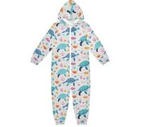 Mnsruu Rainbow Turtle Children Onesie Pajamas Zip Up One Piece Sleepwear Hooded Jumpsuits for Boys Girls Kids