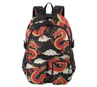 Mnsruu Red Chinese Dragon Cloud School Backpack with Laptop Compartment, Big School Bag for Teenager Girls Boys, 17.5 Travel Rucksack Backpack for School Casual Daypacks College Work