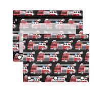 Mnsruu Red Fire Rescue Truck 3 Rings Binder Pouch Pencil Case, 2 Pack Pencil Pouches with Zipper, Clear Window Cosmetic Bag