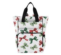 Mnsruu Red Green Bow Pattern Baby Diaper Bag Backpack Large Bag Waterproof Travel Diaper Bags for Moms and Dads