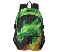 Mnsruu Red Green Flame Dragon School Backpack with Laptop Compartment, Big School Bag for Teenager Girls Boys, 17.5 Travel Rucksack Backpack for School Casual Daypacks College Work