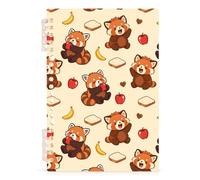 Mnsruu Red Panda Banana Pattern Spiral Notebook Journals 1 Pack, Hardcover Lined Journal for Women, A5 College Ruled Notebooks for Journaling Writing Work Office School 5.7x8.3 Inch