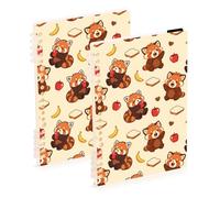 Mnsruu Red Panda Banana Pattern Spiral Notebook Journals 2 Pack, Hardcover Lined Journal for Women, A5 College Ruled Notebooks for Journaling Writing Work Office School 5.7x8.3 Inch