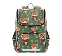 Mnsruu Red Panda Clover Leaf Kids Backpack Rucksack Bag for School Girls & Boys, Cute School Bag for Kids, Kids Bookbag for Elementary with Reflective Strip