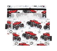 Mnsruu Red Trucks Stars Pencil Pouch for 3-Ring Binder Clear Pencil Case