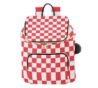 Mnsruu Red White Checkerboard Backpack for Women Travel Anti Theft Rucksack Large Casual Daypacks Quilted Laptop Purse Ladies Fashion Handbag