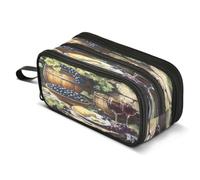 Mnsruu Red Wine Bottles Grapes Cheese Pencil Case Large Capacity Pencil Pouch with 3 Compartments Stationery Case Pen Bag for Boys Girls Kids Adults School Office