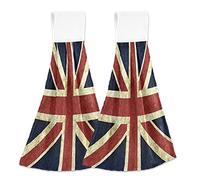 Mnsruu Retro Union Jack British Flag Kitchen Hand Towel Home Decor Hanging Towels 2PCS Soft Absorbent Cloth Tie Towels for Bathroom Laundry Room 46.2 x 35.5 cm