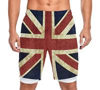 Mnsruu Retro Union Jack British Flag Men's Shorts Workout Sport Pocket Short S Multicoloured