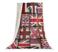 Mnsruu Retro Union Jack UK Blanket 195 x 152 cm Flannel Blankets Throw Blanket for Bedroom Living Rooms Sofa Travelling Camping, L