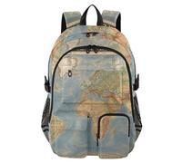 Mnsruu Retro World Map Continents Backpack Laptop Backpack for College Women Men College Bookbag Water Resistant Travel Daypack Casual Multi Pocket