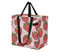 Mnsruu Reusable Grocery Bags Cute Strawberry Girly Red Large Shopping Bags Durable Canvas Heavy Duty Tote Bag Foldable Multi Purpose Tote