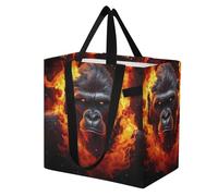 Mnsruu Reusable Grocery Bags Fierce Gorilla King Kong Large Shopping Bags Durable Canvas Heavy Duty Tote Bag Foldable Multi Purpose Tote