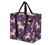Mnsruu Reusable Grocery Bags Magic Unicorn Pink Shapes Large Shopping Bags Durable Canvas Heavy Duty Tote Bag Foldable Multi Purpose Tote