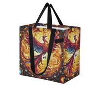 Mnsruu Reusable Grocery Bags Phoenix Fire Wing Rainbow Glass Large Shopping Bags Durable Canvas Heavy Duty Tote Bag Foldable Multi Purpose Tote
