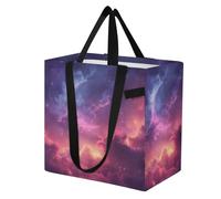 Mnsruu Reusable Grocery Bags Purple Galaxy Starry Sky Large Shopping Bags Durable Canvas Heavy Duty Tote Bag Foldable Multi Purpose Tote