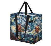 Mnsruu Reusable Grocery Bags Starry Sky Moon Starry Night Large Shopping Bags Durable Canvas Heavy Duty Tote Bag Foldable Multi Purpose Tote