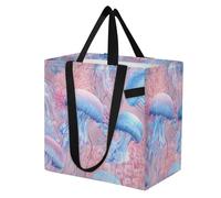 Mnsruu Reusable Grocery Bags Watercolor Jellyfish Their Large Shopping Bags Durable Canvas Heavy Duty Tote Bag Foldable Multi Purpose Tote