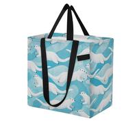 Mnsruu Reusable Grocery Bags White Otter Nautical Coastal Large Shopping Bags Durable Canvas Heavy Duty Tote Bag Foldable Multi Purpose Tote