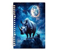 Mnsruu Rhino Mountain Moon Spiral Notebook Journals 1 Pack, Hardcover Lined Journal for Women, A5 College Ruled Notebooks for Journaling Writing Work Office School 5.7x8.3 Inch