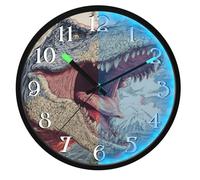 Mnsruu Roar Dinosaur Wall Clock Luminous Bedroom Clocks Battery Operated Silent Glow in the Dark Clock for Living Room Kitchen 12 Inch