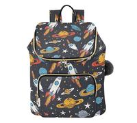 Mnsruu Rocket Planet Black Star Backpack for Women Travel Anti Theft Rucksack Large Casual Daypacks Quilted Laptop Purse Ladies Fashion Handbag