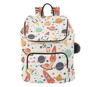 Mnsruu Rocket Planet Doodle Modern Backpack for Women Travel Anti Theft Rucksack Large Casual Daypacks Quilted Laptop Purse Ladies Fashion Handbag