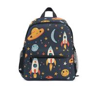 Mnsruu Rocket Planet Star Childish Cartoon Toddler Backpack for Boys Kids Backpack Preschool Kindergarten Bookbag Girls Rucksack School Bag 12 Inch