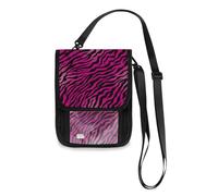 Mnsruu Rose Red Zebra Print Travel Wallet Passport Holder Credit Card Gadget Holder Pouch Bag Unisex Crossbody Wallet Travel Neck Wallet with Adjustable Strap