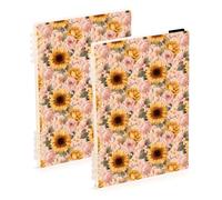 Mnsruu Rose Sunflowers Spiral Notebook Journals 2 Pack, Hardcover Lined Journal for Women, A5 College Ruled Notebooks for Journaling Writing Work Office School 5.7x8.3 Inch
