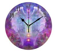 Mnsruu Round Angel Wings Wall Clock Silent Non Ticking Operated Accurate Sweep Movement,Decorative for Living Room, Bedroom, Office