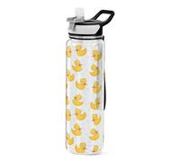 Mnsruu Rubber Duck Water Bottle 1L with Straw, Leakproof BPA Free Tritan Drink Bottle, Sport Water Bottle for Men Women Kids
