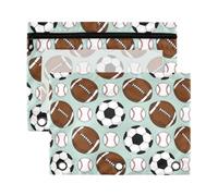 Mnsruu Rugby Football Baseball Blue 3 Rings Binder Pouch Pencil Case, 2 Pack Pencil Pouches with Zipper, Clear Window Cosmetic Bag