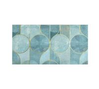 Mnsruu Rugs Fluffy Bath Rugs, Geometric Design Teal Plush Bathroom Rug Kitchen Rug Soft Fuzzy Mat Carpet Shaggy Shower Rug Water Absorbent