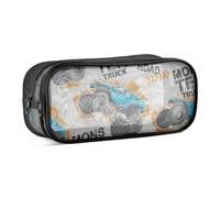 Mnsruu School Pencil Case Abstract Monster Truck Blue Car Pencil Pouch Bag for Girls Boys Teenagers Students,24 x 10.5 x 8 CM