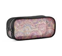 Mnsruu School Pencil Case Pink Flower Mandalas Pencil Pouch Bag for Girls Boys Teenagers Students,24 x 10.5 x 8 CM
