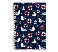 Mnsruu Seagull Lifebuoy Spiral Notebook Journals 1 Pack, Hardcover Lined Journal for Women, A5 College Ruled Notebooks for Journaling Writing Work Office School 5.7x8.3 Inch
