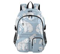 Mnsruu Seamless Cute Polar Bears School Backpack with Laptop Compartment, Big School Bag for Teenager Girls Boys, 17.5 Travel Rucksack Backpack for School Casual Daypacks College Work