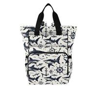 Mnsruu Seamless Sketch Shark Pattern Baby Diaper Bag Backpack Large Bag Waterproof Travel Diaper Bags for Moms and Dads