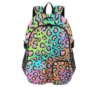 Mnsruu Seven-color Leopard Print Pattern School Backpack with Laptop Compartment, Big School Bag for Teenager Girls Boys, 17.5 Travel Rucksack Backpack for School Casual Daypacks College Work