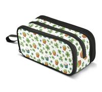 Mnsruu Shamrock Cupcake Pencil Case Large Capacity Pen Pouch Pencil Bag with 3 Compartments Pen Holder Organizer Stationery Bag