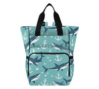 Mnsruu Shark Boat Anchor Baby Diaper Bag Backpack Large Bag Waterproof Travel Diaper Bags for Moms and Dads