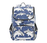 Mnsruu Shark Bubble Pattern Kids Backpack Rucksack Bag for School Girls & Boys, Cute School Bag for Kids, Kids Bookbag for Elementary with Reflective Strip
