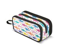 Mnsruu Shark Heart Love White Pencil Case Large Capacity Pen Bag 3 Compartment Pencil Pouch Stationery for Office College School Teen Student Girl Boy