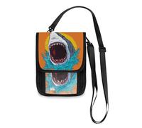 Mnsruu Shark Mouth Attack Animal Cartoon Travel Wallet Passport Holder Credit Card Gadget Holder Pouch Bag Unisex Crossbody Wallet Travel Neck Wallet with Adjustable Strap