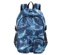Mnsruu Sharks Neon Ocean Backpack Laptop Backpack for College Women Men College Bookbag Water Resistant Travel Daypack Casual Multi Pocket